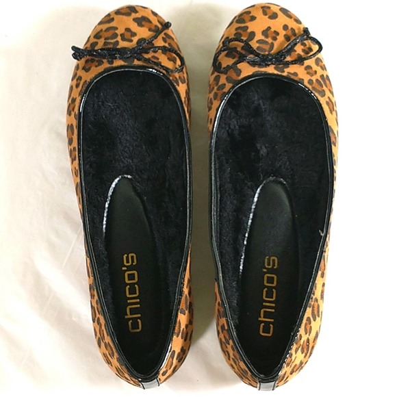 NWT Chico's, Cheetah print faux fur lined slip on Ballet flats. 7.5 - Picture 2 of 11
